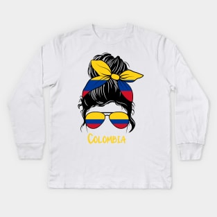 Colombian Girl Colombiana Mujer colombiana colombia Kids Long Sleeve T-Shirt